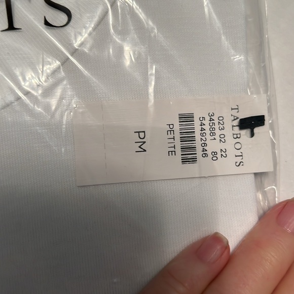 Talbots size MP petite med white Pima cotton tee elbow sleeves new 🌻NWTS - Picture 3 of 3